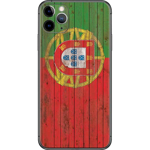 Portuguese Flag Dark Wood iPhone 11 Pro Max Skin